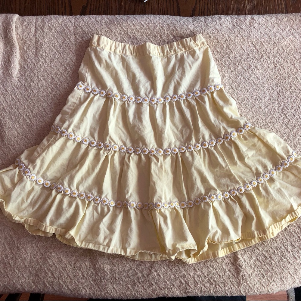 Gymboree Girls 5 Cotton Modest Tiered Yellow Daisy Twirl Skirt
